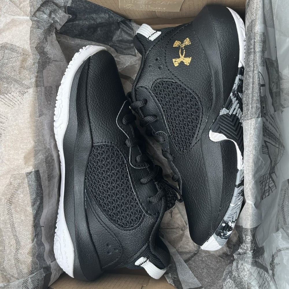 Under Armour Lockdown Little Boy's Leather Basketball Shoe Size 11 Black Lace Up - Picture 3 of 11